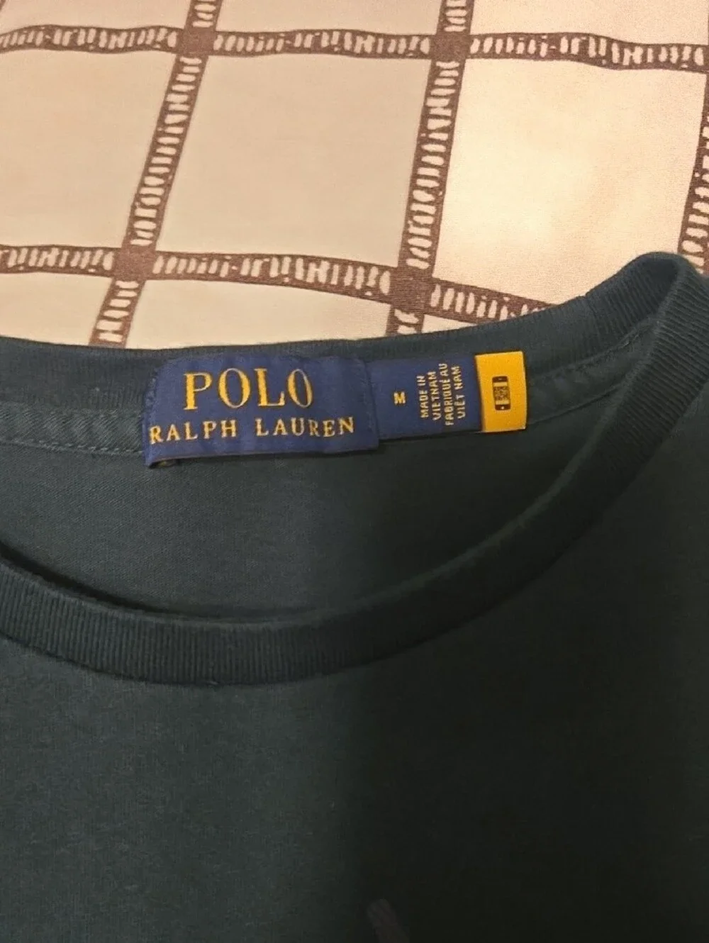 Polo by Ralph Lauren Dark Green Tee with Striped Polo Player Logo
